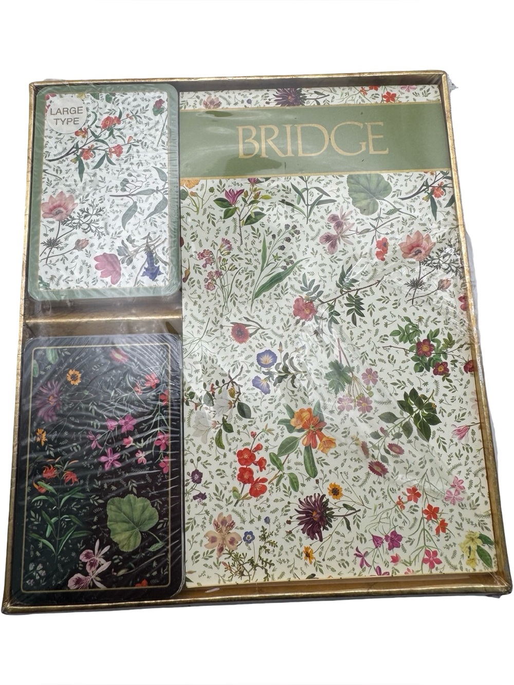 Caspari Bridge Gift Set Jumbo English Country Garden 2 Decks Score Pads